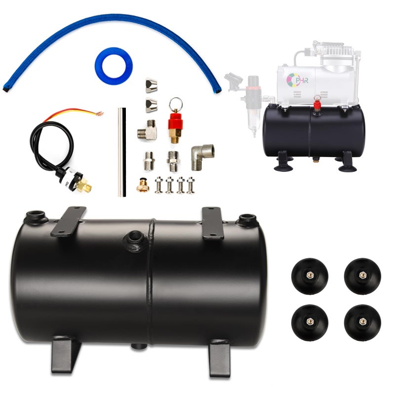 OPHIR طقم خزان هواء OPHIR 3L مع محولات أنبوب لضاغط الهواء DIY ، طقم تحويل خزان هواء أسود لضاغط الهواء لنماذج الهوايات - Image 1